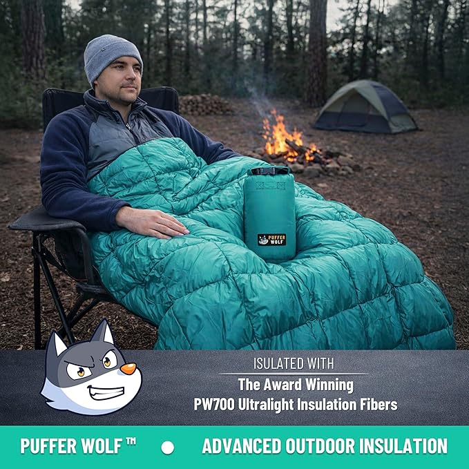 PW700 Extra Large Double Insulated Outdoor Camping Blanket | 2X Puffy Warm Packable Weatherproof Durable and Lightweight | Top Quilt for Hiking Backpacking Stadium Events Picnics