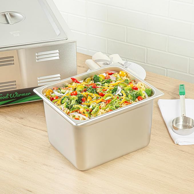 Restaurantware-Kitchen Tek 1/2 Half Size Steam Table Pan 1 Anti-Jam Steam Pan - Lid Sold Separately 8â€ Deep 24 Gauge Stainless Steel Freezable For Catering Event And Party