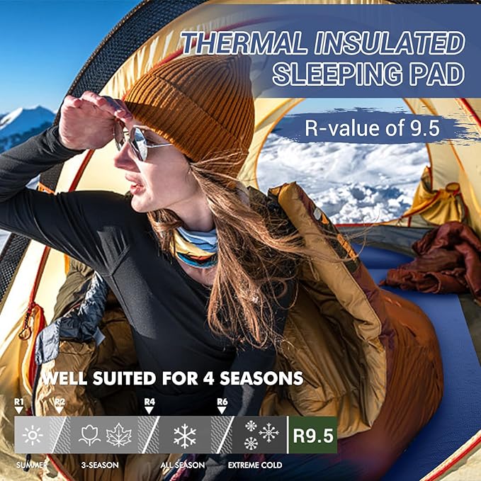 Elegear CumbreX™ Self Inflating Sleeping Pad 3.15 Ultra-Thick Memory Foam Camping Pad with Pillow Fast Inflating in 20s Insulated Camping Mattress Pad 4-Season Camp Sleeping Mat for Camp/Travel/Tent