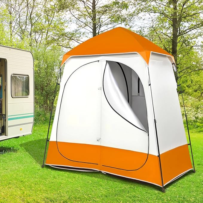 VINGLI 2 Room Shower Tent 7.5 FT Instant Pop Up Shelter with Carrying Bag Privacy Changing Room TentPerfect for Portable Toilet Camping Dressing Outdoor Indoor Easy Set Up
