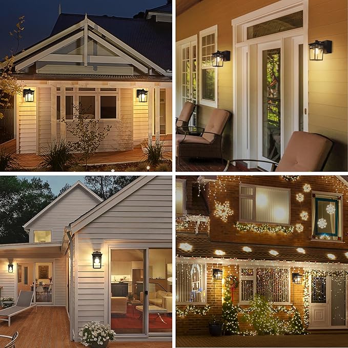 Porch Light with GFCI Outlet Built in Dusk to Dawn Outdoor Lighting with Outlet Waterproof Anti-Rust Alunmium Exterior Wall Mount Fixture Outside Light for House Garage Front Door Bulb Included
