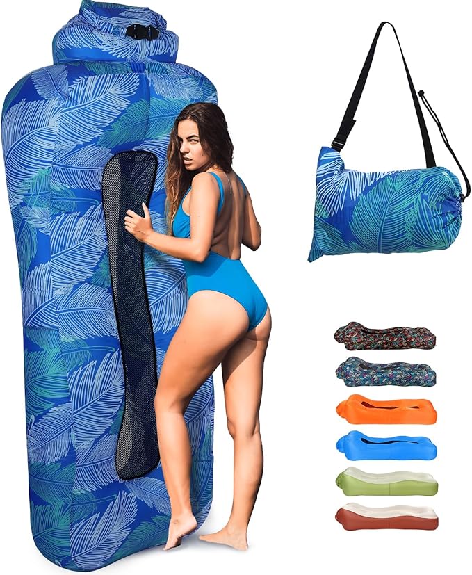 Inflatable Couch Air Lounger for Adults Ultralight Portable Blow up Couch Air Sofa Inflatable Beach Lounger Bed for Camping Hiking Festival Backyard Lawn No Pump Required