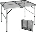 REDCAMP 36x24 Folding Grill Table for Outside Lightweight Portable Metal Aluminum Outdoor Grill Table with Adjustable Height Legs Great for Camping Picnic Cooking BBQ Silver 3ft