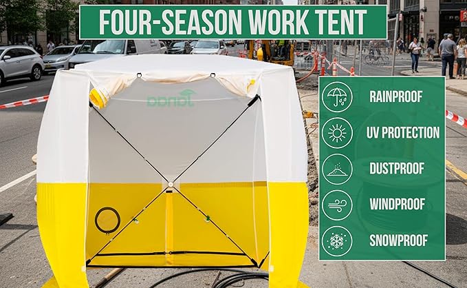 JAX3® Professional Work Tent | Pop Up | 62x62x7 Ft | Instant Quick and Easy Tool-Free Setup | Waterproof UV50+ | Splicing Commercial Tent Fiber Optic for Heavy-Duty Use