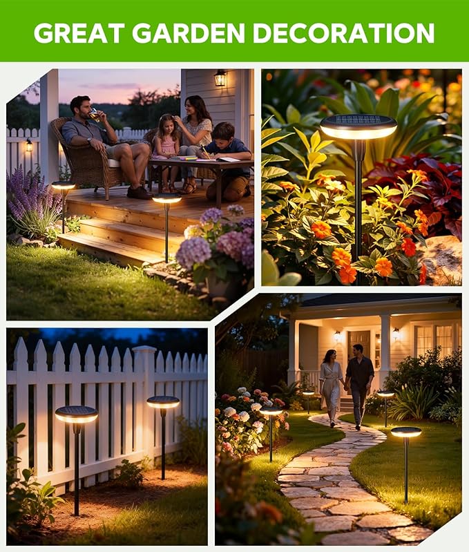 LETMY Solar Pathway Lights Outdoor 8 Pack Durable Metal Solar Path Lights Auto On/Off Garden Lights Solar Powered IP65 Waterproof Solar Lights Outdoor for Landscape Path Garden Patio Driveway
