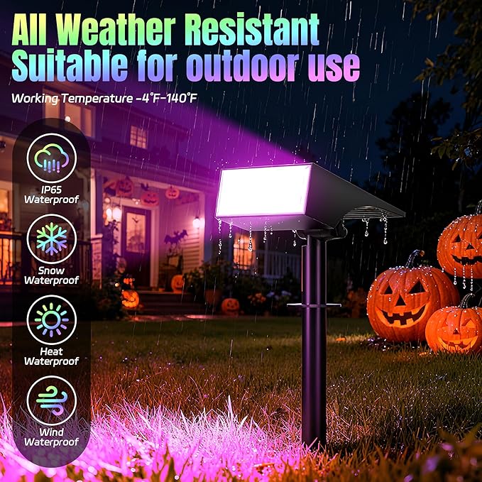 Solar Spot Lights Outdoor Color Changing [7 Mode/6 Pack] Christmas Landscape Spotlights Solar Lights Outdoor WaterproofLed Powered Flood Light for Halloween Pathway Yard Garden Tree Walkway