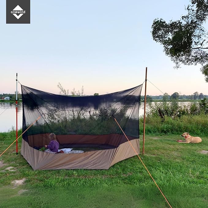 Onewind Camping Tarp Mosquito Net Hammock Screen House Tarp Mosquito Net Camping Lightweight Bugnet for Tarp 360 Degree Protection for Patio Backyard Hiking Backpacking OD Green