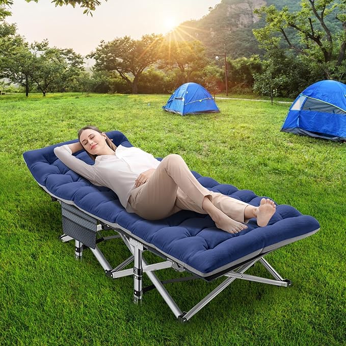 Barbella Folding Camping Cot Folding Cot Camping Cots for Adults Portable Sleeping Cot with Mattress Foldable Outdoor Bed Camp Cots Guest Bed with Carry Bag for Home Office &amp Outdoor Use
