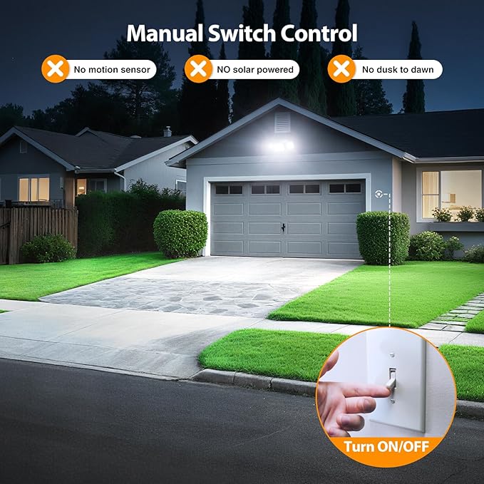 Onforu 130W Flood Lights Outdoor 13000LM Brightness LED Light Outside IP65 Waterproof LED Exterior Floodlight with 3 Adjustable Heads 6500K White Outdoor Security Light for Yard Garage Eave