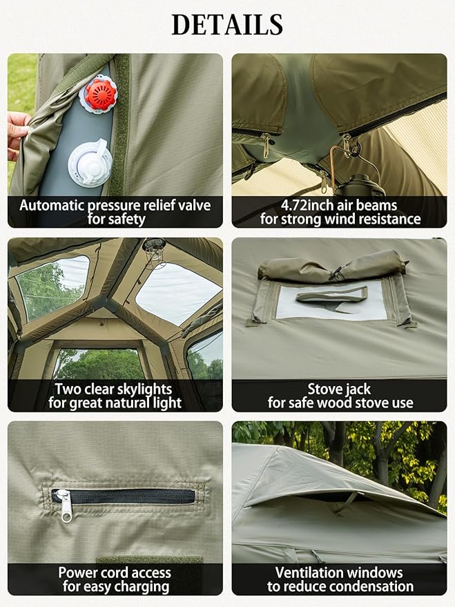 MC TOMOUNT Inflatable Tents for Camping 6/8/10 Person Large Family Blow Up Camping Tent with Hand Pump Easy Setup Air Glamping Tent for Outdoor Picnic Party