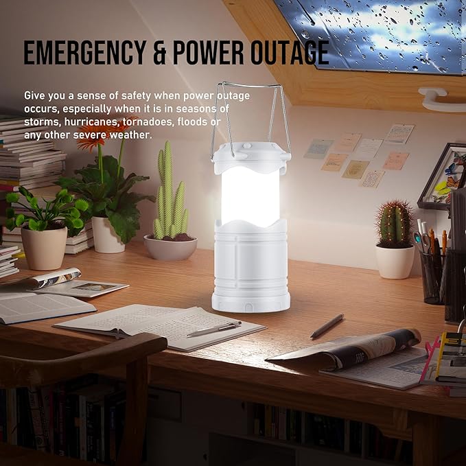 Lichamp LED Camping Lantern 4 Pack Battery Powered Flashlight for Power Outages Portable Collapsible Hanging Light Essential for Home Outdoor Emergency Lamp Survival Kit Gear for Hurricane B4LW