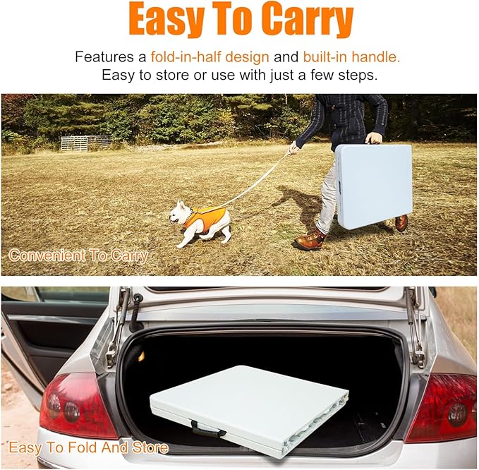 ZeHuoGe Portable Folding TableLightweight Picnic Party Dining Camp Table Folding Banquet TableMultifunctional Camping Table (White 4ft)