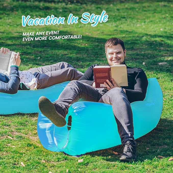 Topyond Inflatable Lounger Air Couch Inflatable Sofa Portable Blow Up Lounge Chair Easy to Inflate Lightweight Beach Hammock Comfortable for Camping Hiking Picnic Lakeside Outdoor Use