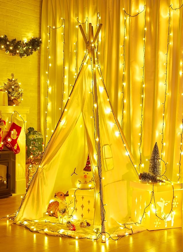Minetom Christmas Lights 128ft 400 LED Outdoor Christmas Tree Lights with Remote 8 Modes String Lights Plug-in Mini Xmas Tree Lights with Timer for Outside Party Decor Warm White