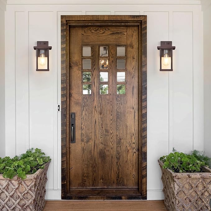 Exterior Light Fixtures 2 Pack Modern Outdoor Wall Lanterns Farmhouse Outdoor Porch Light for House Patio Front Door Entryway Bronze