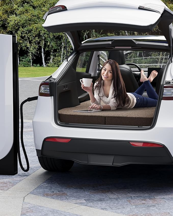 Zenzy 4 Memory Foam Mattress for Tesla Model Y - CertiPUR-US Certified Superior Comfort vs Air Mattress Custom Fit Car Bed for Camping &amp Road Trips