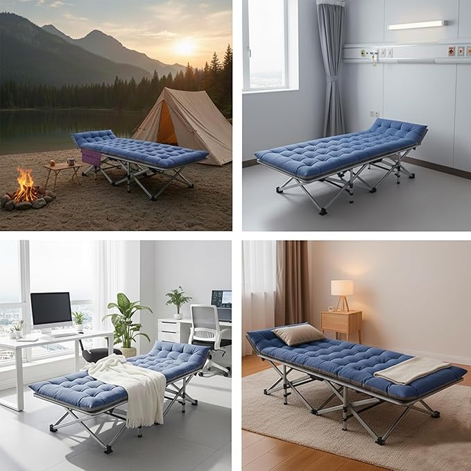 ABORON Heavy-Duty Folding Guest Bed for Adults 500lb Capacity Portable Extra Cot with 1249D Double Layer Ideal for Indoor Guest Stays &amp Temporary Home Use