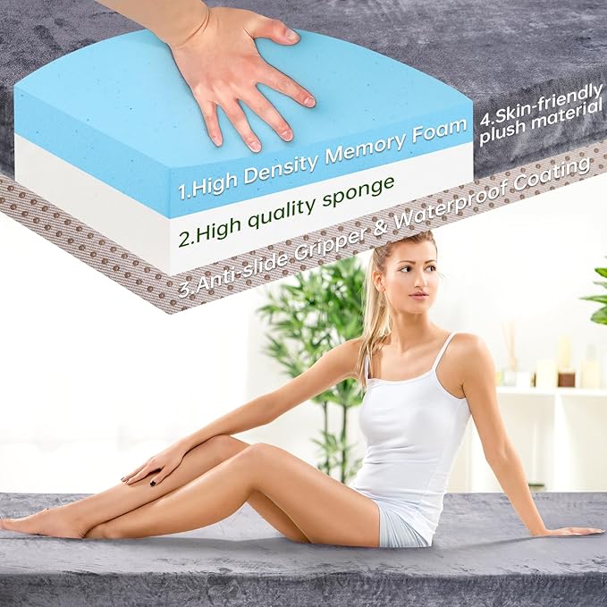 Memory Foam Camping Mattress pad3 Inch Thick Floor Sleeping Mat Pad for Adults with Waterproof and Non-Slip Bottom Portable Roll Up Mattress for Sleepover Guest