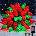 C9 LED Christmas Lights Outdoor33 Feet 50 LED 8 Lighting Modes Waterproof Connectable Christmas String Lights for Outside Roofline Patio Home Xmas Decorations (Red &amp Green)