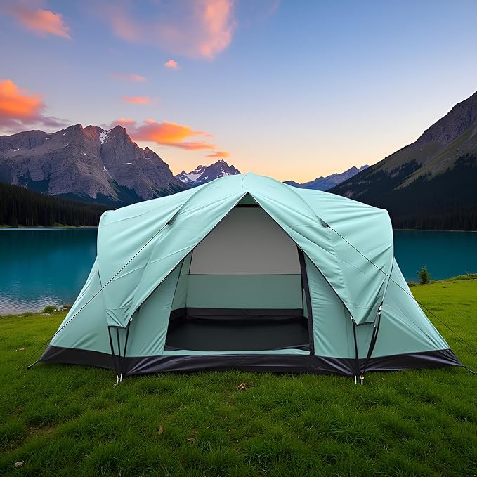 Large Camping Tent Family Tent 5~6 People 179.13x90.55x70.87inches Waterproof Mesh RoofLarge Living Room Capacity Family Camping Tent
