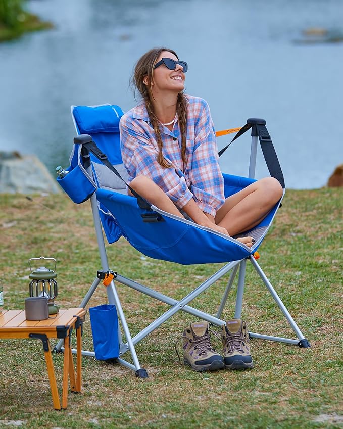 KingCamp Hammock Camping Chair Swinging Portable Folding Camp Chairs for Adults Max 400lbs Heavy Duty Foldable Oversized Rocker with Aluminum Alloy Frame Cup Holder for Outdoor Beach Patio Sport