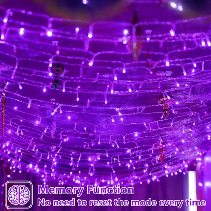 YEGUO 165ft 500 LED Christmas Lights Outdoor Waterproof Purple String Lights Indoor Plug in 8 Modes Clear Wire Purple Lights for Halloween Holiday Home Tree Garden Patio Decor