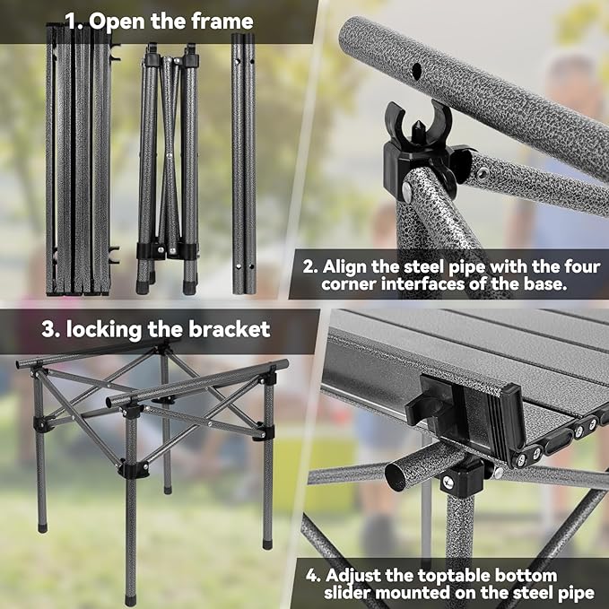 Opliy Portable Folding Camping Table for 2-4 Persons Aluminum Collapsible Table Lightweight with Carry Bag for Camping Hiking Picnics BBQ Beach Trips &amp Tailgating