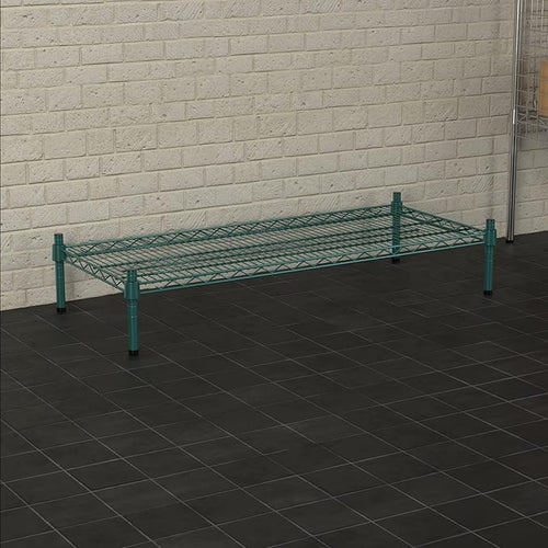 18 x 42 NSF Green Wire Stationary Dunnage Storage Rack with 8 Posts Ideal for Commercial Kitchen Home Garage Warehouse Shelters