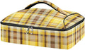 Casserole Carrier Print Yellow and Brown Tartan Pattern Insulated Casserole Carrier for Hot or Cold Food Thermal Lunch Tote for Parties Picnic Travel Carry Bag