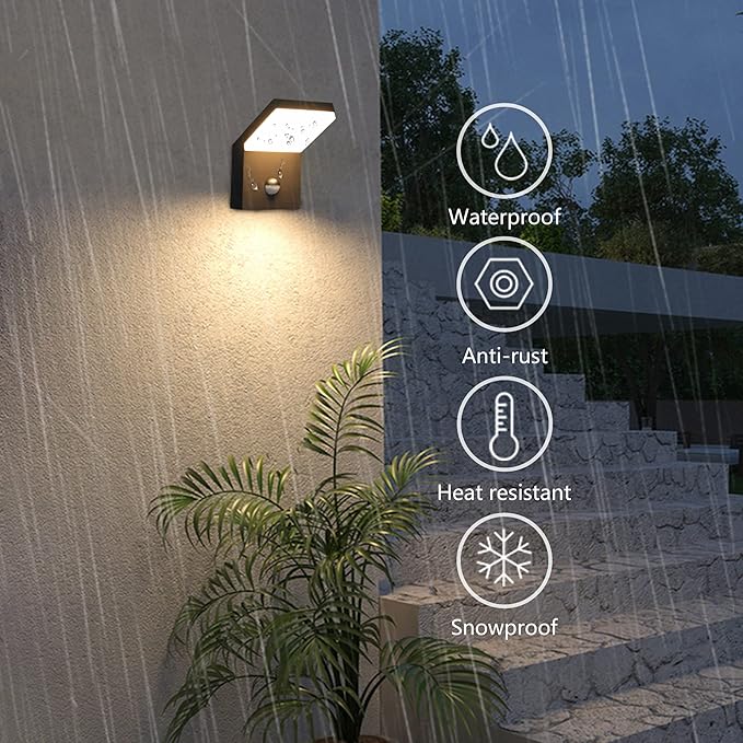 2 Pack Outdoor Motion Sensor Wall Sconce Light LED Modern Exterior Porch Light Fixture IP54 Waterproof for House Garage Patio Decoration1800LM