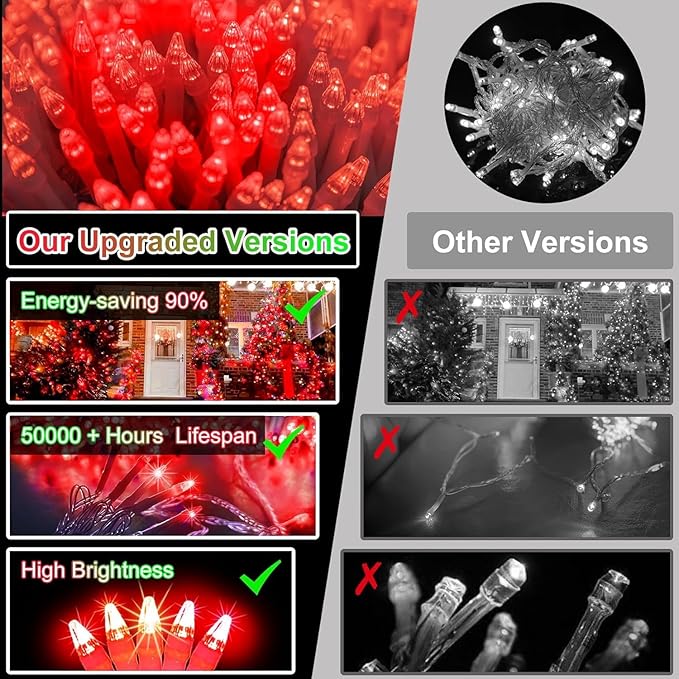 750 LED 240FT Red Valentine Lights 12 Pro Modes and Timer Memory &amp Dimmable Plug in Clear Wire Indoor Valentine Room Light for for Xmas Bedroom Yard Tree Wedding Party Waterproof Decor