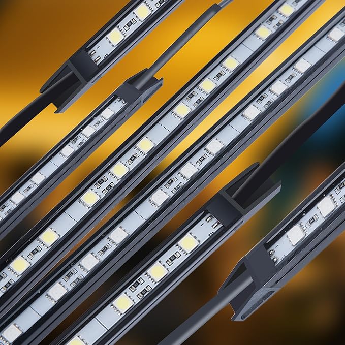 12V LED Light Bar Kit 2 Bars White &amp 2 Bars Amber Adjustable Brightness RV Camping Lights - Waterproof IP67 Magnetic &amp Velcro Mount Portable Lighting for Tent Car Trailer Boat Truck Of
