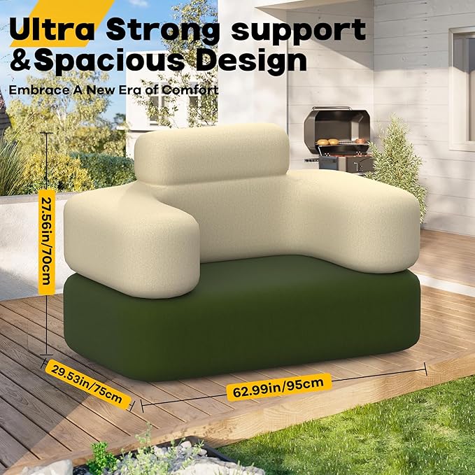 Portable Inflatable Sofa with Built-in Pump - Durable Multifunctional Blow Up Couch for Camping Outdoor Travel Home Backyard (Single)