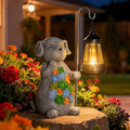 Solar Dog Garden Statue with Lantern – Waterproof Resin Outdoor Decor for Yard Lawn Flower Bed Backyard Front Yard Patio Balcony – Gift for Dog Lovers