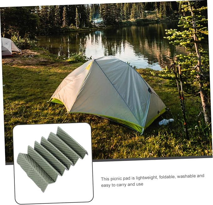 Totority Foldable Outdoor Camping Cushion Thick Picnic Mat Multi-use Sitting Pad Green Aluminum Foil Mat for Hiking and Travel