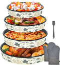 Round Baking Pan Enamel Roasting Dish 4-Pack 9/10/12/14 Inches Non Stick High Temperature Resistance Cookware for Cake Pie Pizza &amp Meat Oven Dishwasher Safe Easter Valentine's Gift Bakeware Set