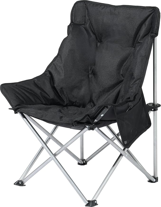SunSettler Heated Camping Chair Oversized Heated Outdoor Chairs for Adults with 3 Heat Levels Portable Folding Padded Chair for Camp Lawn Sports (Battery NOT Included) (Black Small)
