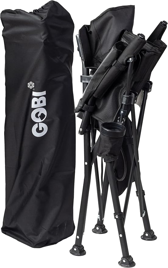 Gobi Heat Zephyr Dual Zone Cooled Camping Chair – Water Circulatory System USB Rechargeable Battery 2 Cooling Zones – Padded Arms Cup Holder &amp Carrying Case – Wind &amp Water Resistant
