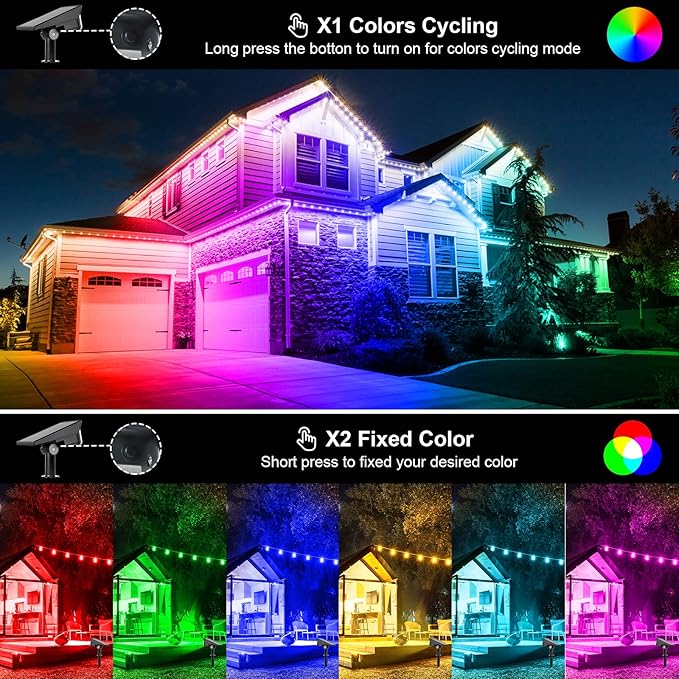 T-SUNUS 8 Pack Solar Color Landscape Spotlights IP65 Waterproof Solar Powered Spot Light Wall Lights 2-in-1 Outdoor Solar Landscaping Light for Yard Garden Driveway Porch Walkway Pool Patio