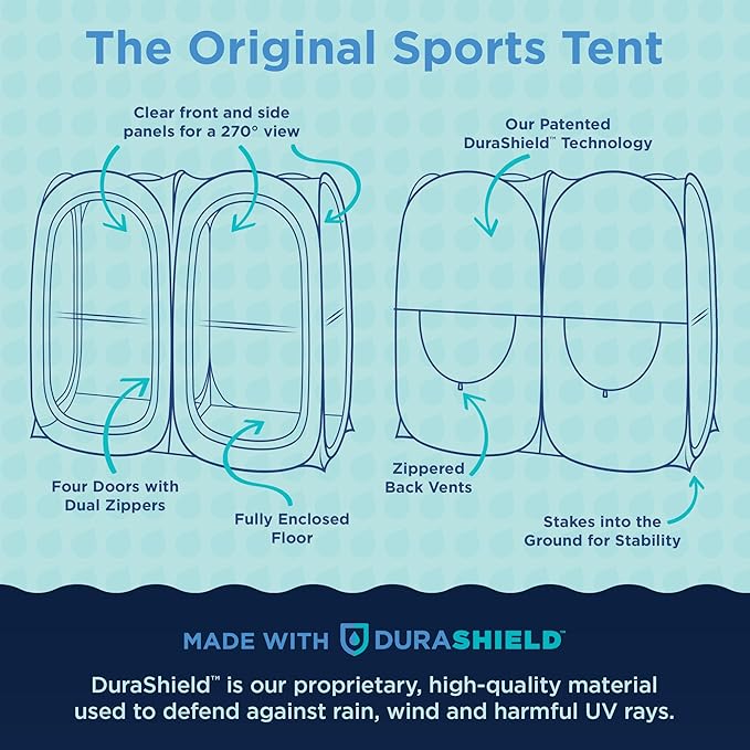 WeatherPod® The Original Shark Tank Side-by-Side™ 2-4 Person Pop-Up Pod - Stay Warm Dry and Out of The Sun - Weather Pod for Sports Rain or Wind - Simple to Set Up and Tear Down