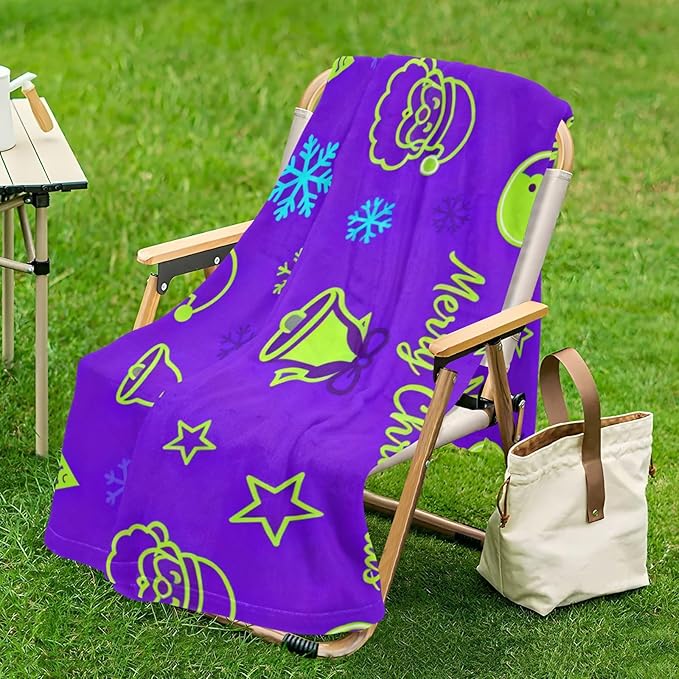Christmas Snowman and Santa Green and Purple Lightweight Fuzzy Comfy Throw Blanket for Bed Throw Blankey for Couch Sofa BedParty 50 x 70