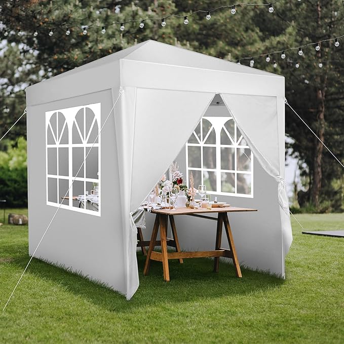 6.5x6.5ft Pop Up Canopy Tent Outdoor Tent Canopy Foldable Portable Canopies for Camping Patio Easy Up Gazebo Canopy with Carry Bag White