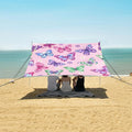 Bolaz Beach Canopy Tent Sun Shade9'×10.5' Large Family Beach Shade UPF50+- Outdoor Shade for Camping Trips FishingFlower Butterfies Pattern