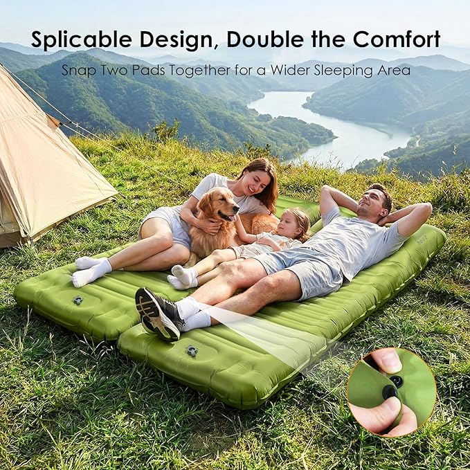 Minthouz Camping Sleeping Pad 5 Inch Thick Inflatable Camping Pad Foot Pump Fast Inflation Portable Sleeping Mat for Camping Backpacking Hiking Traveling Tent