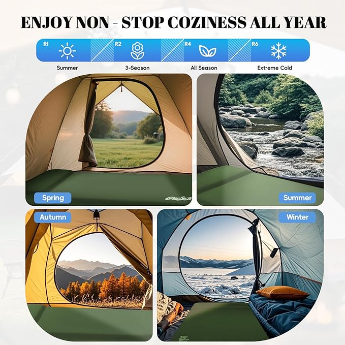 Camping Sleeping Pad Self Inflating Sleeping Pad with Electric Pump 3.2 Ultra-Thick Memory Foam Sleeping Mat with Pillow Camping Mattress Compact for Backpacking Hiking Traveling