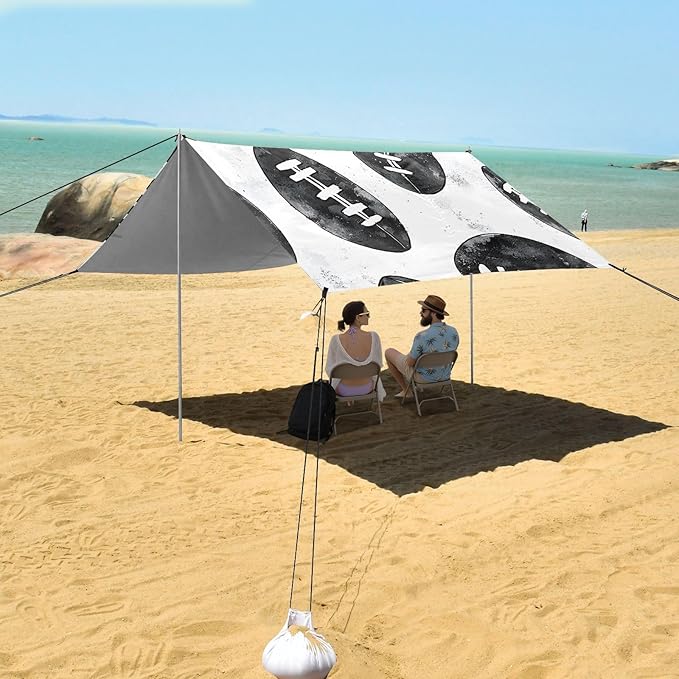 Rugby Pattern (1) Camping Sun Shelter Beach Tent Portable Beach Sun Shade Outdoor Canopy for Camping Trips Fishing Picnic