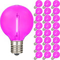 Novelty Lights 25 Pack Pink G40 LED Filament String Light Bulbs E12/C7 Candelabra Base 5 Watt Equivalent Shatterproof Replacement Bulbs for Patios Canopy Lighting
