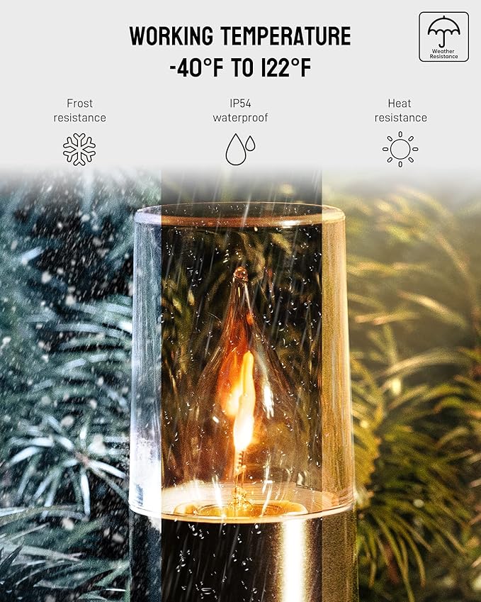 Yoolax Solar Torch Lights Waterproof Dusk to Dawn Pathway Lights 2 Pack Outdoor Auto On/Off Landscape Lights for Garden Patio Yard Driveway (Flickering Flames)