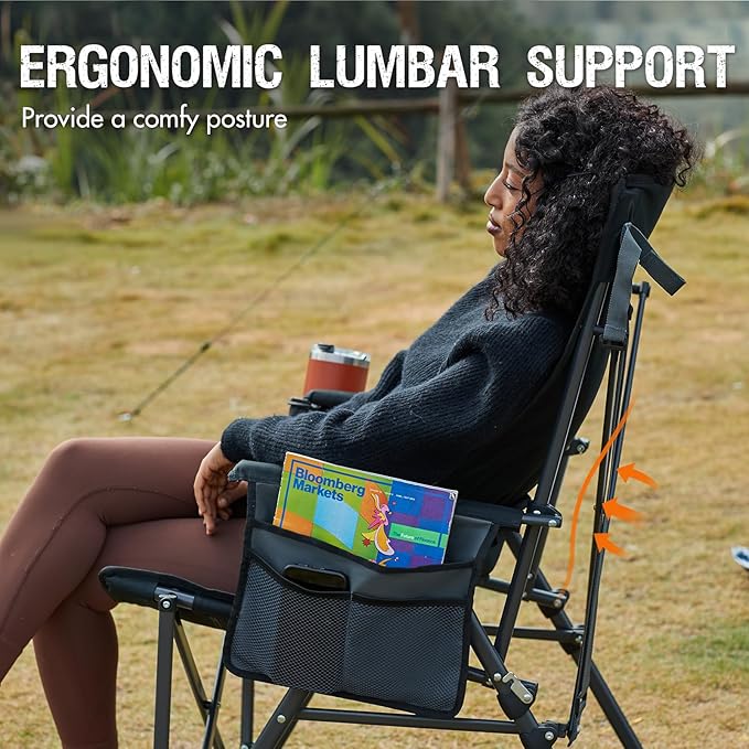 Portal Camping Chair with Lumbar Support for Adults Folding Portable High Back Oversized 400LBS