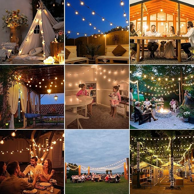 ZOTOYI Outdoor String Lights Waterproof 100 FT G40 Globe LED Outdoor Lights for Patio with 52 Shatterproof Bulbs(2 Spare) String Lights for Outside Cafe Porch Backyard